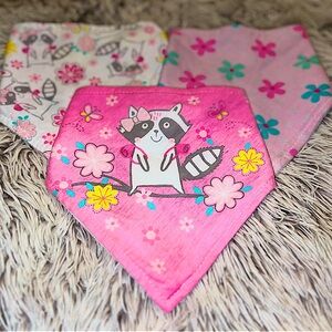 3 piece cute raccoon baby bandana bibs